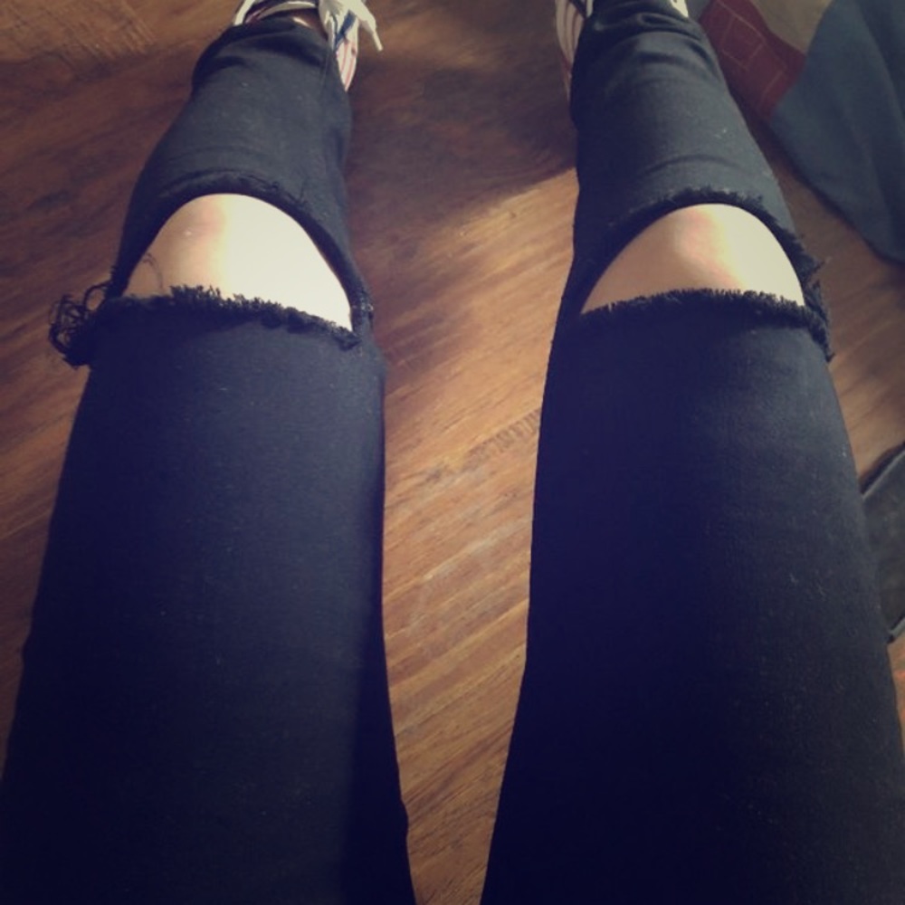 Black ripped Paige Jeans